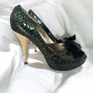Angeleigh Anastasio Pumps Peep Toe Heels Snakeskin 39 (8.5 US)‎ Italy WhimsyGoth
